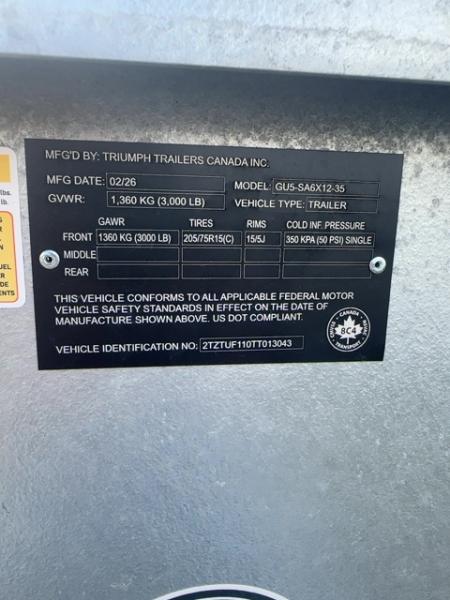 New 2026 Triumph Trailers GU5-SA6X12-35 Utility Trailer