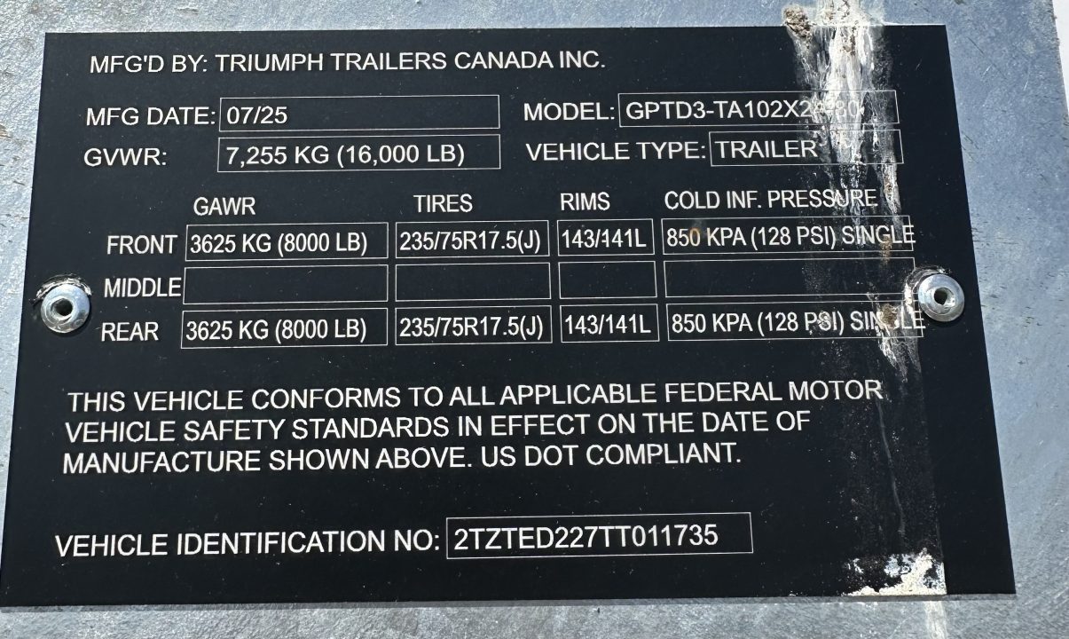 New 2025 Triumph Trailers GPTD3--TA102X24-80 Deckover Trailer