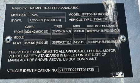 New 2025 Triumph Trailers GPTD3--TA102X24-80 Deckover Trailer
