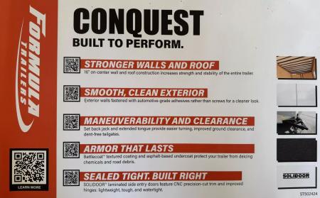 New 2026 Formula 7 x 14 Conquest Flat Top Sloped V-Nose Cargo / Enclosed Trailer