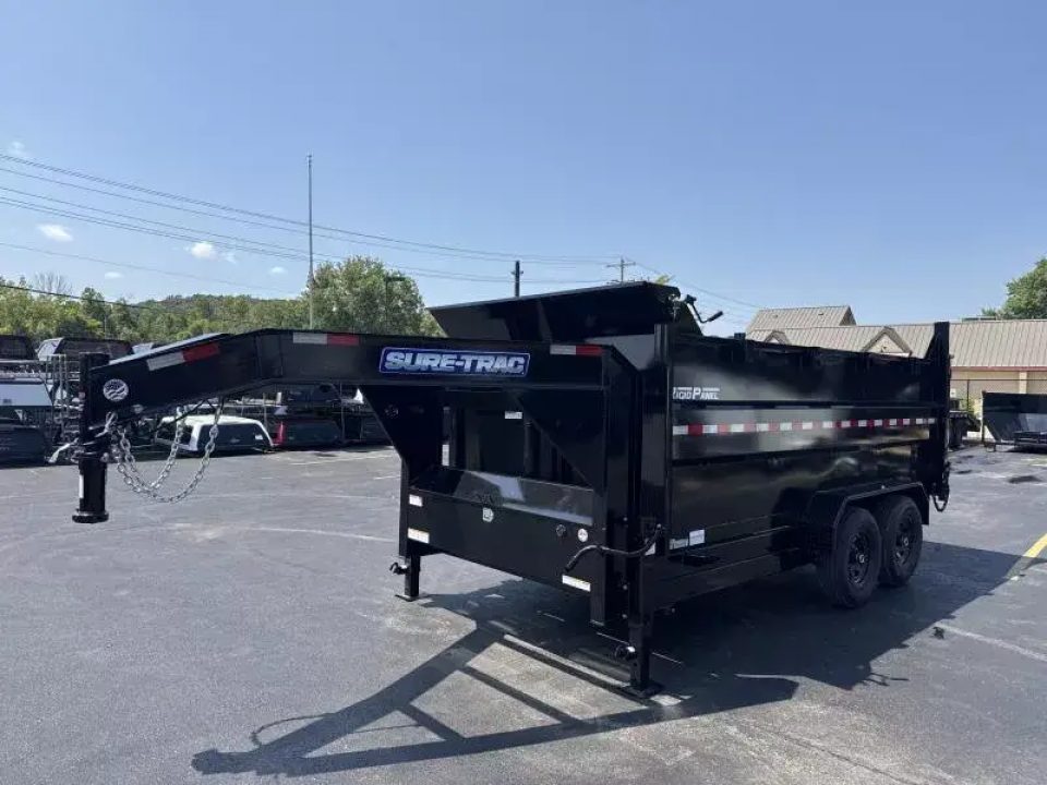 New 2026 Sure-trac Trailers 82 IN x 14 HD Low Profile Gooseneck Dump Trailer w/ 4 Ft. Sides 14K Telescopic