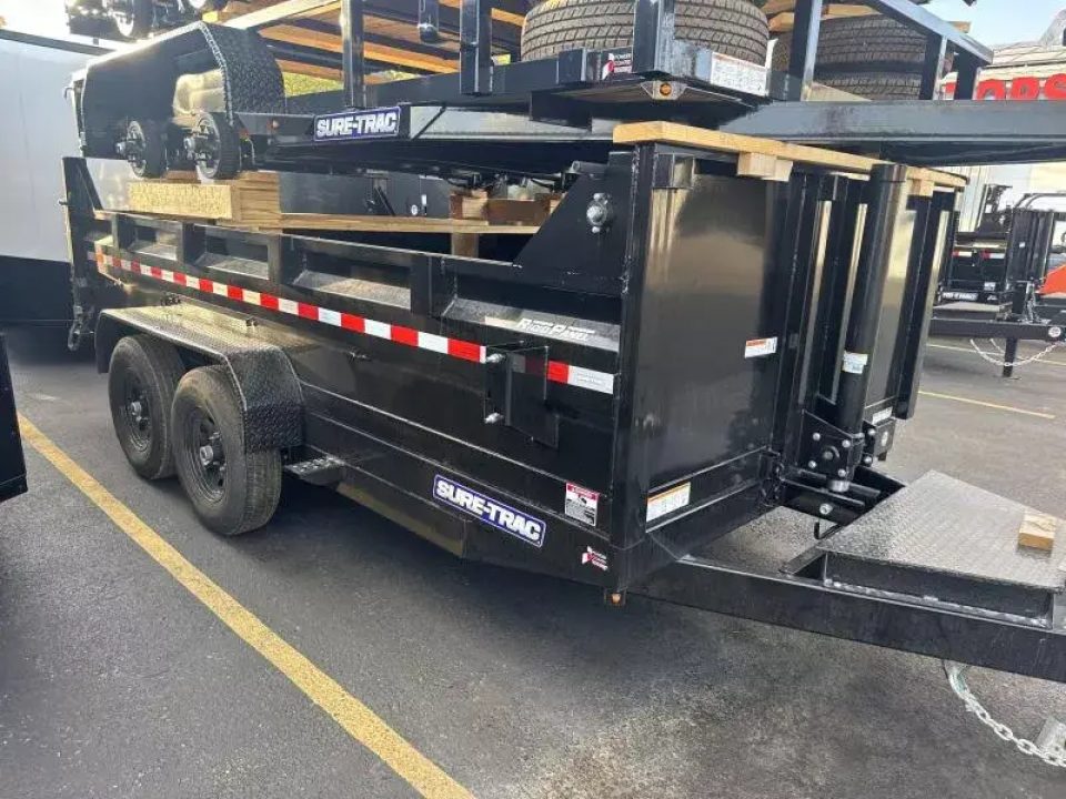 New 2026 Sure-trac Trailers 82 IN x 14 HD Low Profile Dump Trailer 14K Telescopic