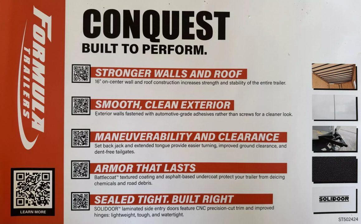 New 2026 Formula 7 x 14 Conquest Flat Top Sloped V-Nose Cargo / Enclosed Trailer