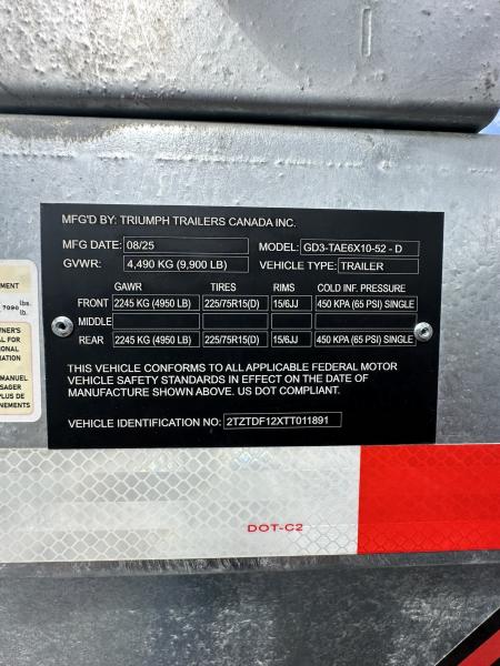 New 2026 Triumph Trailers GD3-TAE6X10-52 - D Dump Trailer