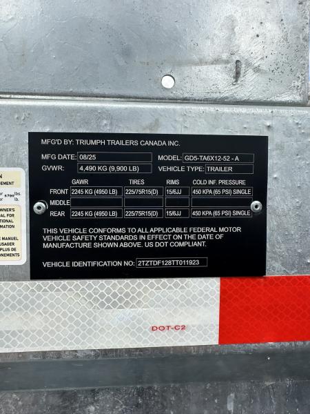 New 2026 Triumph Trailers GD5-TA6X12-52 - A Dump Trailer