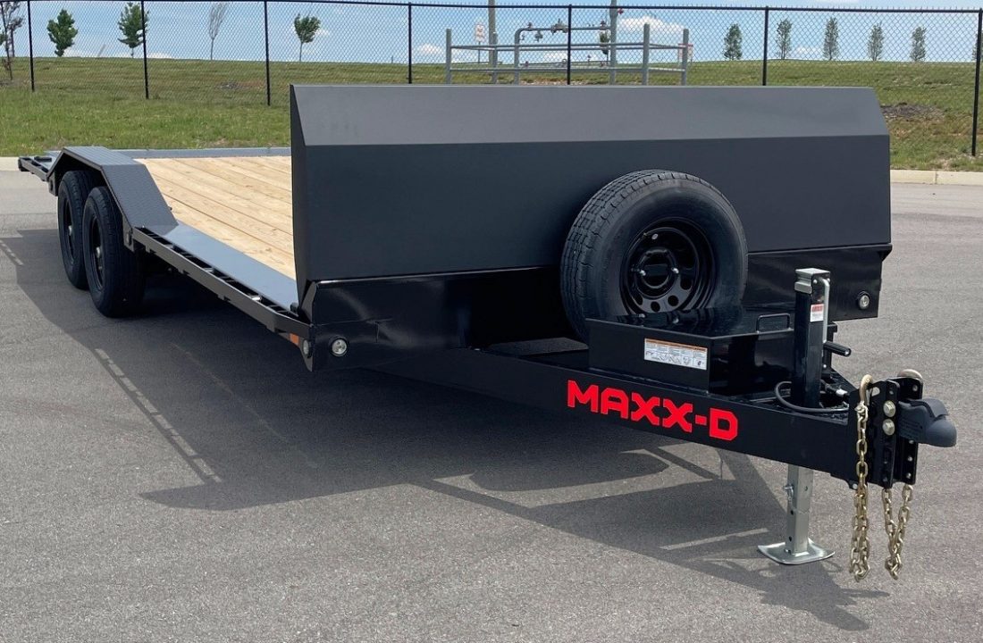 New MAXX-D 22' x 102" T5X Power Tilt Car Hauler Trailer: 9,990 GVWR, Stone Guard, Driver-Over Fenders, Spare Car Hauler
