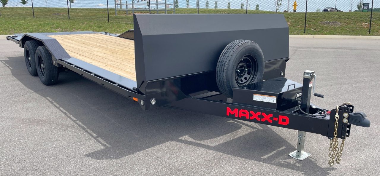 New MAXX-D 22' x 102" T5X Power Tilt Car Hauler Trailer: 9,990 GVWR, Stone Guard, Driver-Over Fenders, Spare Car Hauler
