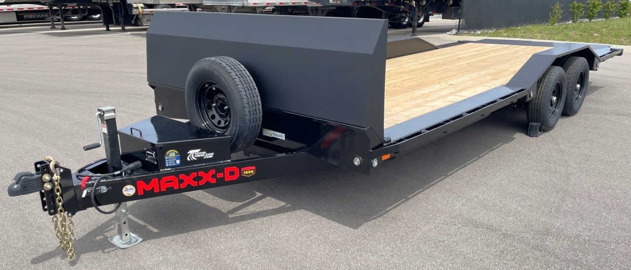 New MAXX-D 22' x 102" T5X Power Tilt Car Hauler Trailer: 9,990 GVWR, Stone Guard, Driver-Over Fenders, Spare Car Hauler