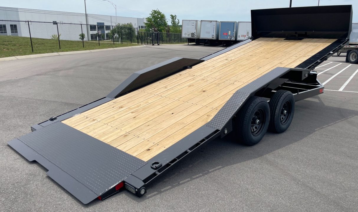 New MAXX-D 22' x 102" T5X Power Tilt Car Hauler Trailer: 9,990 GVWR, Stone Guard, Driver-Over Fenders, Spare Car Hauler
