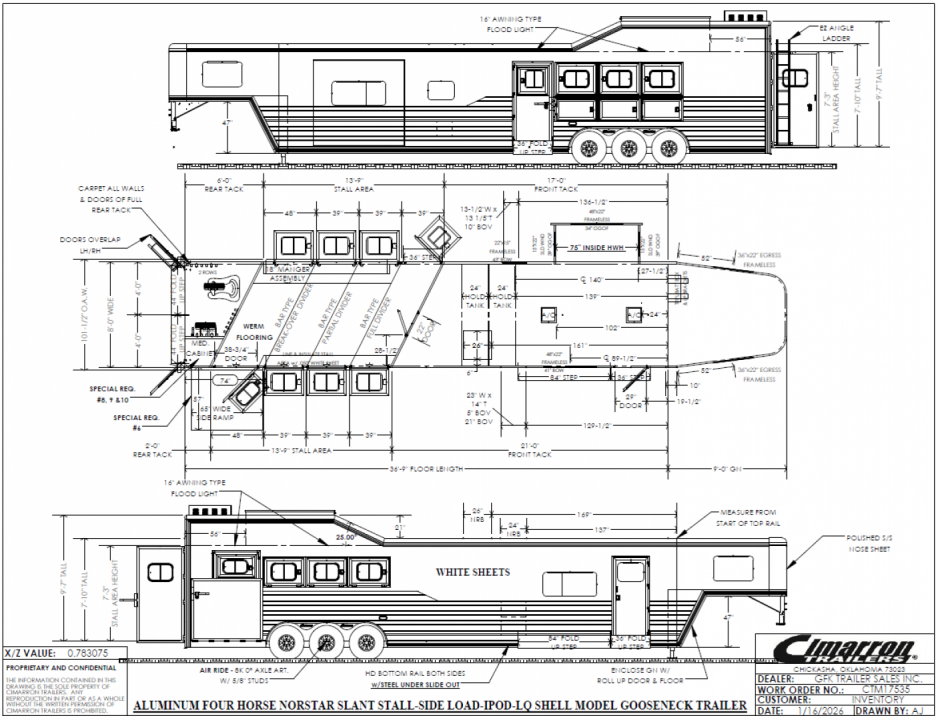 New 2027 Cimarron 4 Horse Side Load with 16'10" Outlaw Conversions LQ