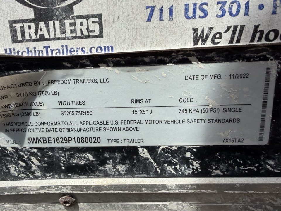 Used 2022 7x16 Black Enclosed Cargo Trailer | Tandem Axle