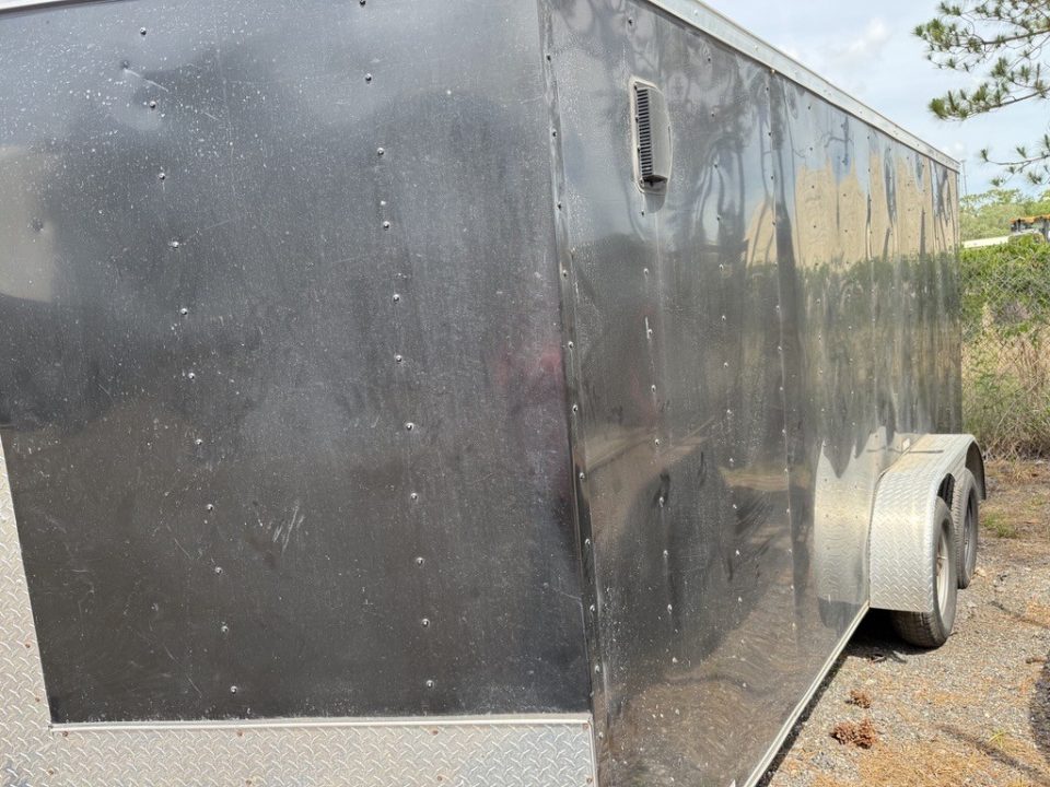 Used 2022 7x16 Black Enclosed Cargo Trailer | Tandem Axle