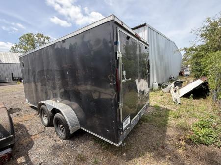 Used 2022 7x16 Black Enclosed Cargo Trailer | Tandem Axle
