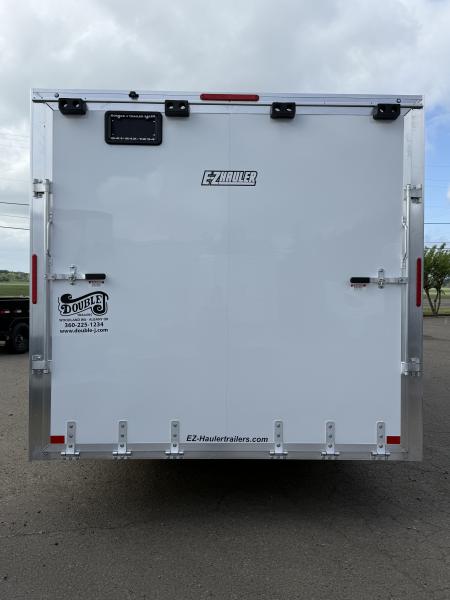 New 2026 ALCOM 8.5x24' EZ Hauler Enclosed Car Hauler XLT Pro Series, White, Side Door:Curbside Front, 3" Addt'l Box Height