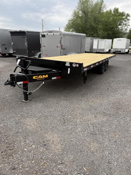 New 2026 Cam 8.5' X 24' Flatbed Deckover Trailer - 14,000# GVWR - Pull-0ut Ramps - TOOLBOX Deckover Trailer