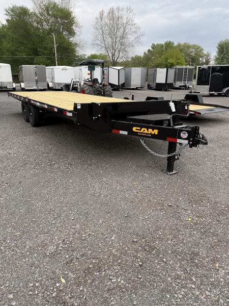 New 2026 Cam 8.5' X 24' Flatbed Deckover Trailer - 14,000# GVWR - Pull-0ut Ramps - TOOLBOX Deckover Trailer