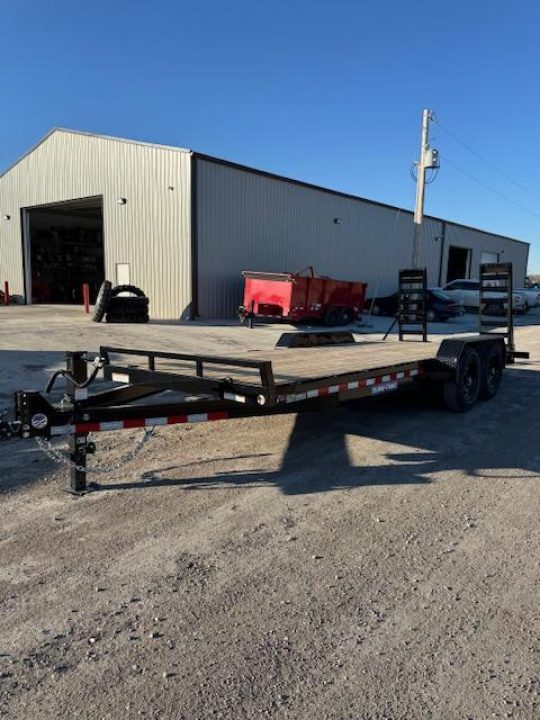 New 2026 Sure-Trac 20ft Flatbed Equipment Trailer 7k axles stand up ramps Equipment Trailer