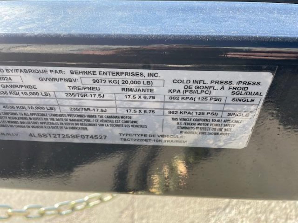 New 2025 Behnke 83x22ft Tilt Bed Equipment Trailer  10K Torsion Ax