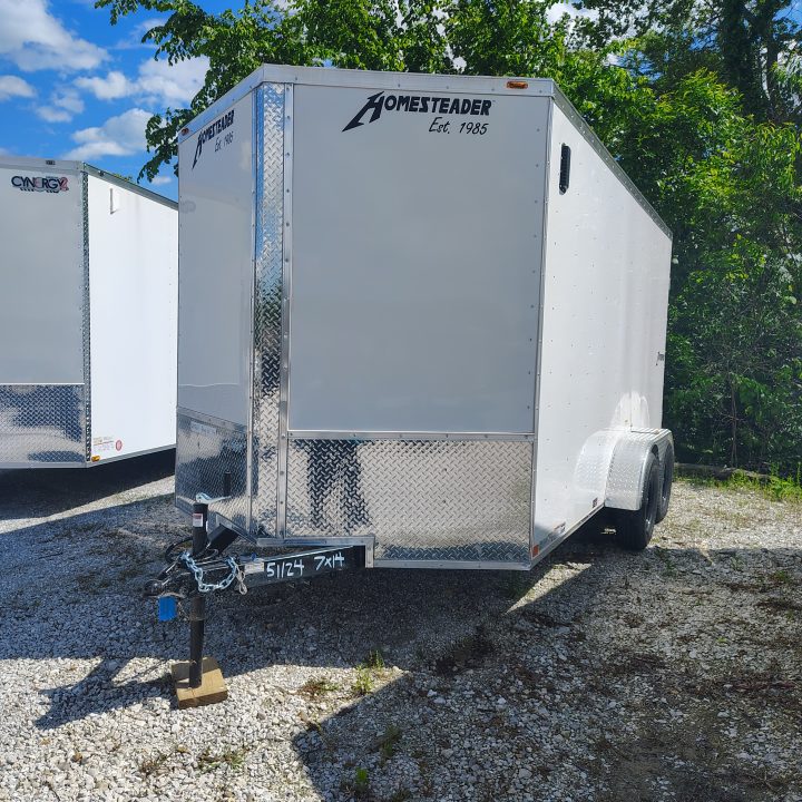 New 2026 Homesteader Trailer 7x14 TA, 6'6" interior height, 3.5k axles, .080 polycore exterior with barn doors Cargo / Enclosed Trailer
