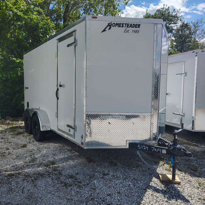 New 2026 Homesteader Trailer 7x14 TA, 6'6" interior height, 3.5k axles, .080 polycore exterior with barn doors Cargo / Enclosed Trailer