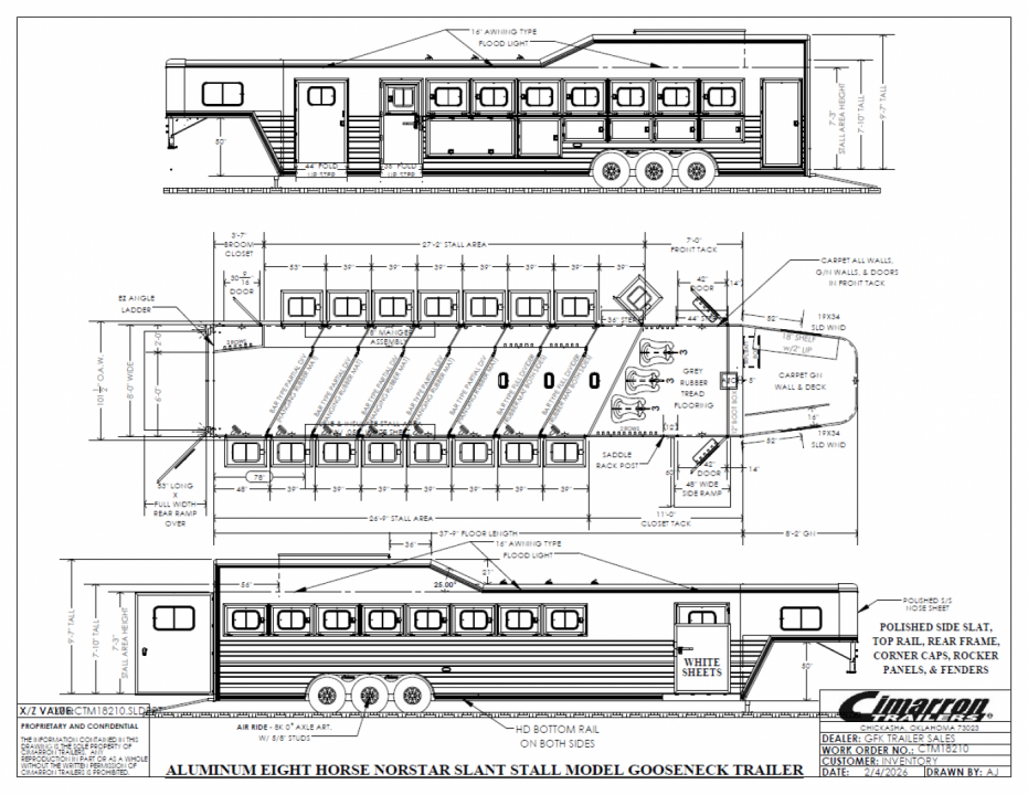 New 2027 Cimarron Norstar 8 Horse Trainer Trailer