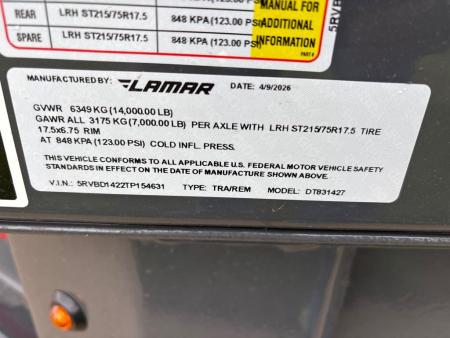 New 2026 Lamar Trailers DT831427-48 Dump Trailer