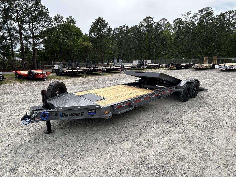New 2026 Diamond C HDT210 Tilt Trailer 82X24 (16+8) 10K Axles, 12K Pop Up Winch, Hydraulic Jack , Fork Holders