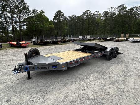 New 2026 Diamond C HDT210 Tilt Trailer 82X24 (16+8) 10K Axles, 12K Pop Up Winch, Hydraulic Jack , Fork Holders