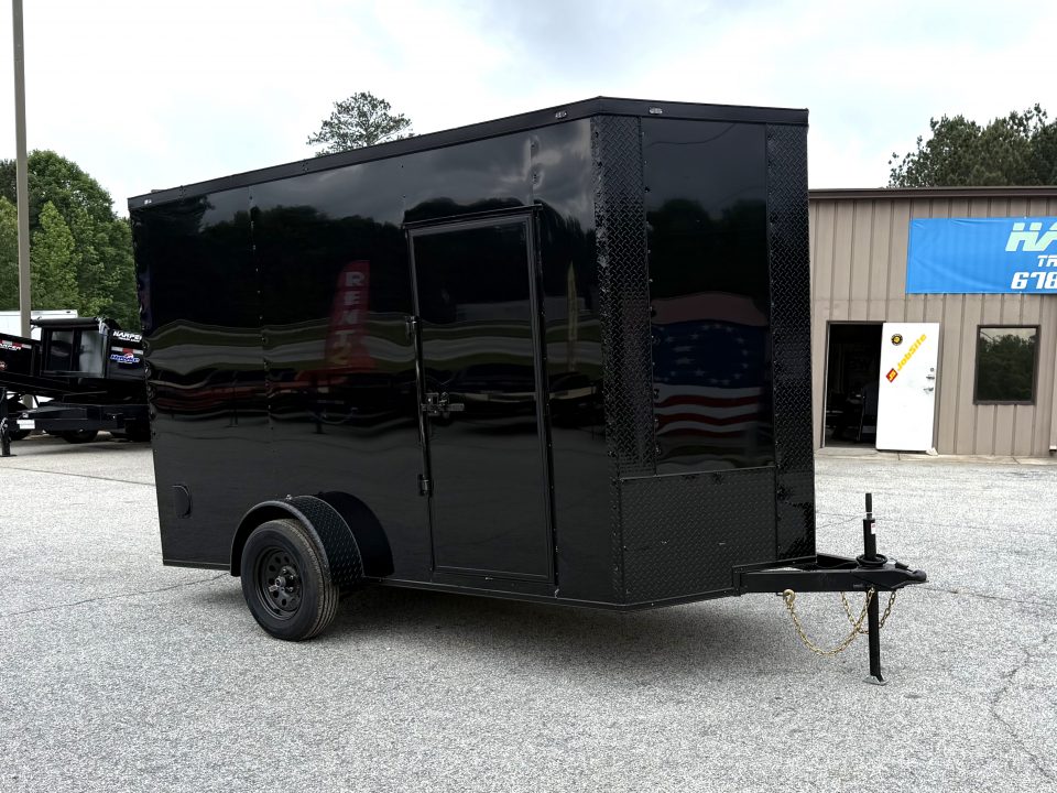 New 2026 6X12 SINGLE AXLE ENCLOSED TRAILER WITH BLACKOUT PACKAGE AND 7' ROOF