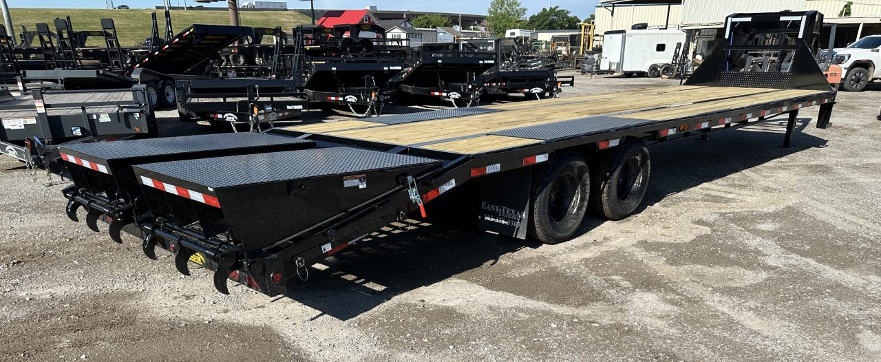New 2026 East Texas Trailers 32' Tandem Dual Gooseneck Pierce Frame Macho Dove Tail Equipment Trailer