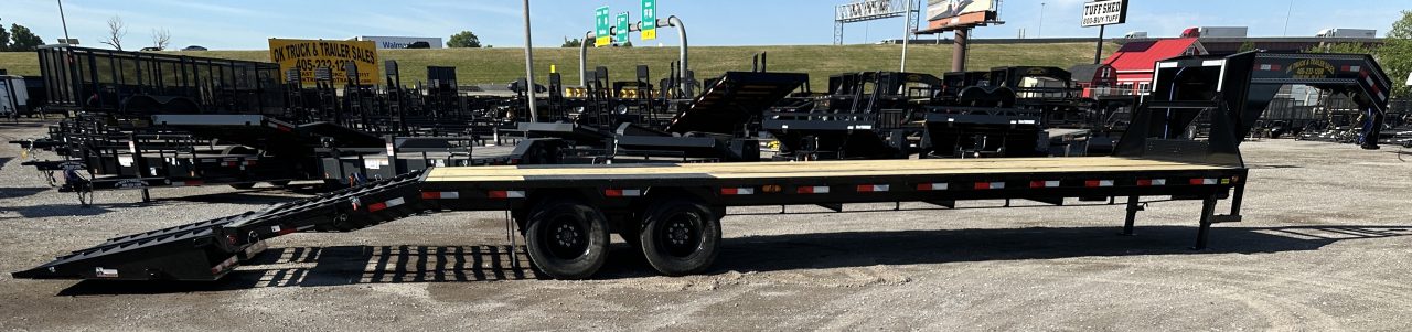 New 2026 East Texas Trailers 32' Tandem Dual Gooseneck Pierce Frame Macho Dove Tail Equipment Trailer
