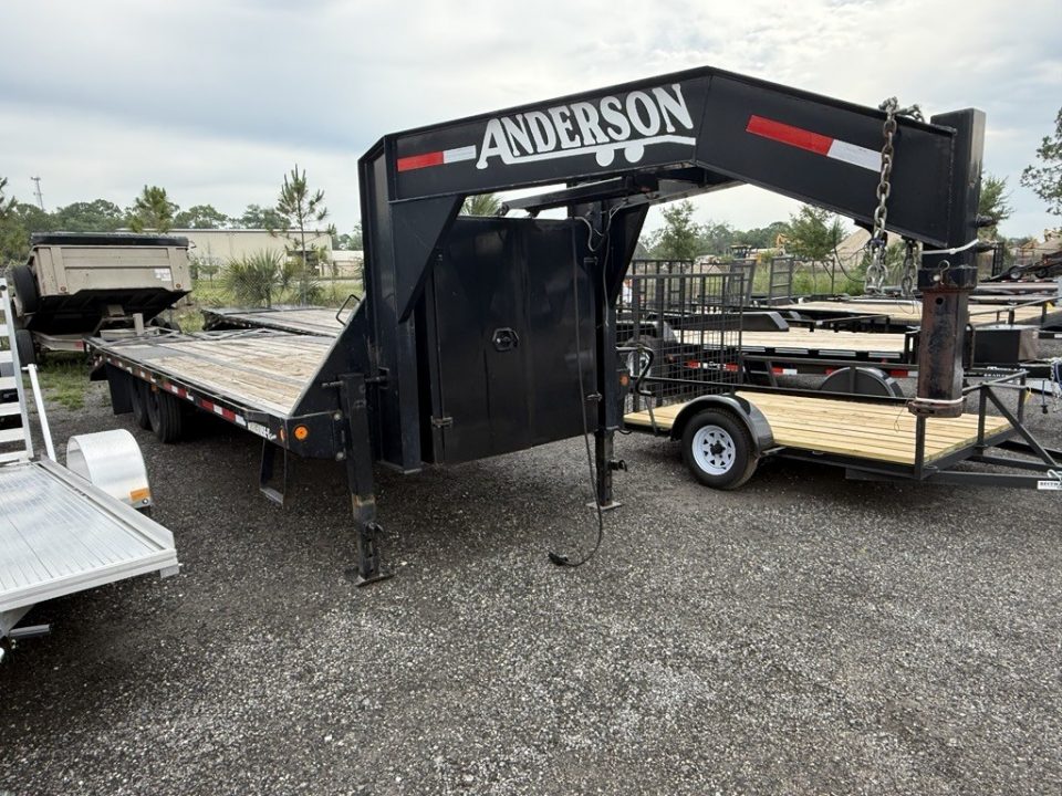 Consignment 2023 Anderson Manufacturing 8 x 24 Gooseneck Trailer Workhouse X-Series with Heavy Duty Ramps Equipment Trailer