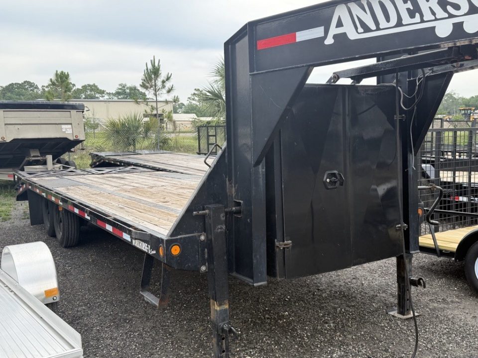 Consignment 2023 Anderson Manufacturing 8 x 24 Gooseneck Trailer Workhouse X-Series with Heavy Duty Ramps Equipment Trailer