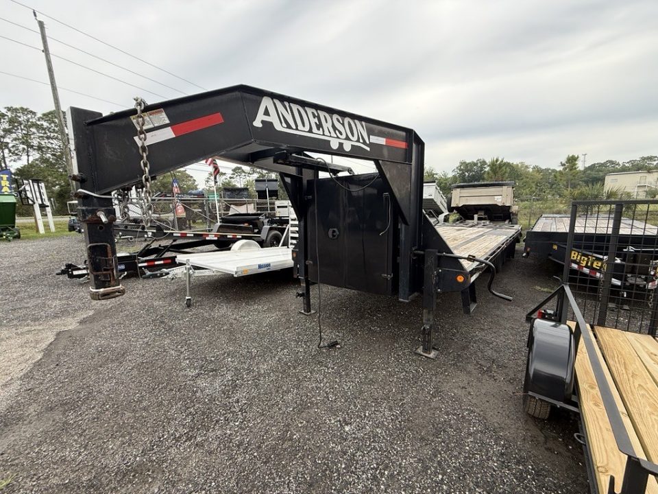 Consignment 2023 Anderson Manufacturing 8 x 24 Gooseneck Trailer Workhouse X-Series with Heavy Duty Ramps Equipment Trailer
