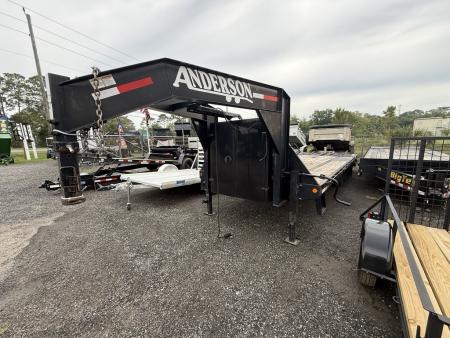 Consignment 2023 Anderson Manufacturing 8 x 24 Gooseneck Trailer Workhouse X-Series with Heavy Duty Ramps Equipment Trailer