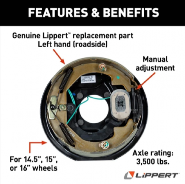 New 2025 NTI 10'' x 2.25'' RH Electric Brake Assembly, 4-Bolt: 3500# axle (Retail Box)