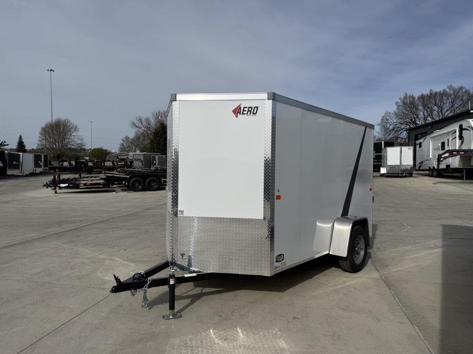 New NEW 2026 AERO 6x10 +2 V WHITE Interior QUALITY Enclosed Rear Ramp Cargo Trailer