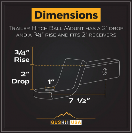 New 2025 Dynamic Trailer Parts 2" Drop Ball Mount