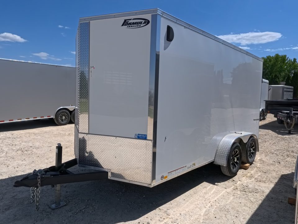 New 2026 Formula Trailers 7 x 14 x 7 Traverse Flat Top V-Nose Cargo / Enclosed Trailer with 7K Set Back Jack, 7K GVWR, Ramp Extension