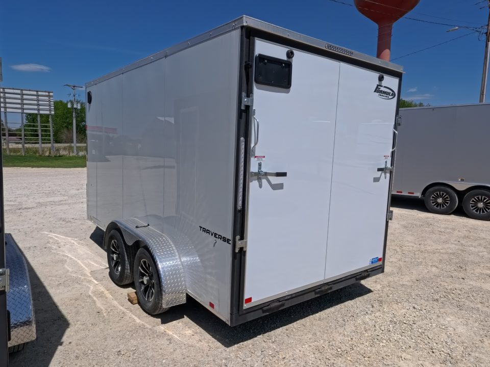 New 2026 Formula Trailers 7 x 14 x 7 Traverse Flat Top V-Nose Cargo / Enclosed Trailer with 7K Set Back Jack, 7K GVWR, Ramp Extension