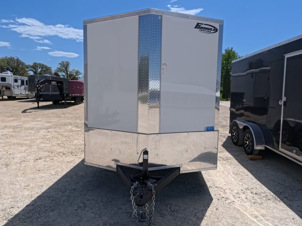 New 2026 Formula Trailers 7 x 14 x 7 Traverse Flat Top V-Nose Cargo / Enclosed Trailer with 7K Set Back Jack, 7K GVWR, Ramp Extension