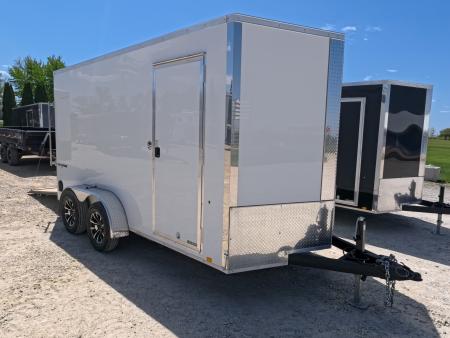 New 2026 Formula Trailers 7 x 14 x 7 Traverse Flat Top V-Nose Cargo / Enclosed Trailer with 7K Set Back Jack, 7K GVWR, Ramp Extension