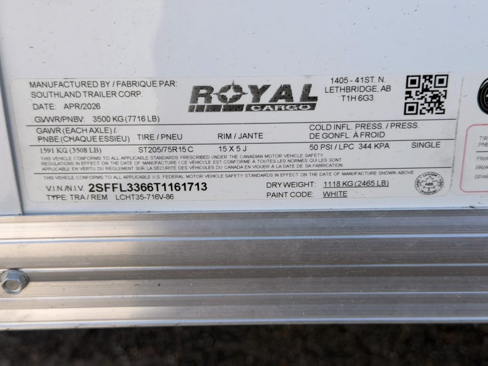 New 2026 Royal Cargo Trailers 7-14-1.5V Enclosed 7K GVWR