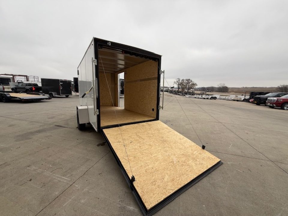 New 2026 H&H White 6'x12' 3k Flat Top V-Nose Enclosed Cargo Trailer