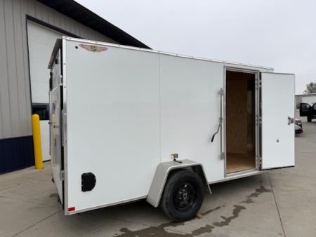 New 2026 H&H White 6'x12' 3k Flat Top V-Nose Enclosed Cargo Trailer