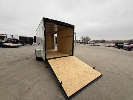 New 2026 H&H White 6'x12' 3k Flat Top V-Nose Enclosed Cargo Trailer