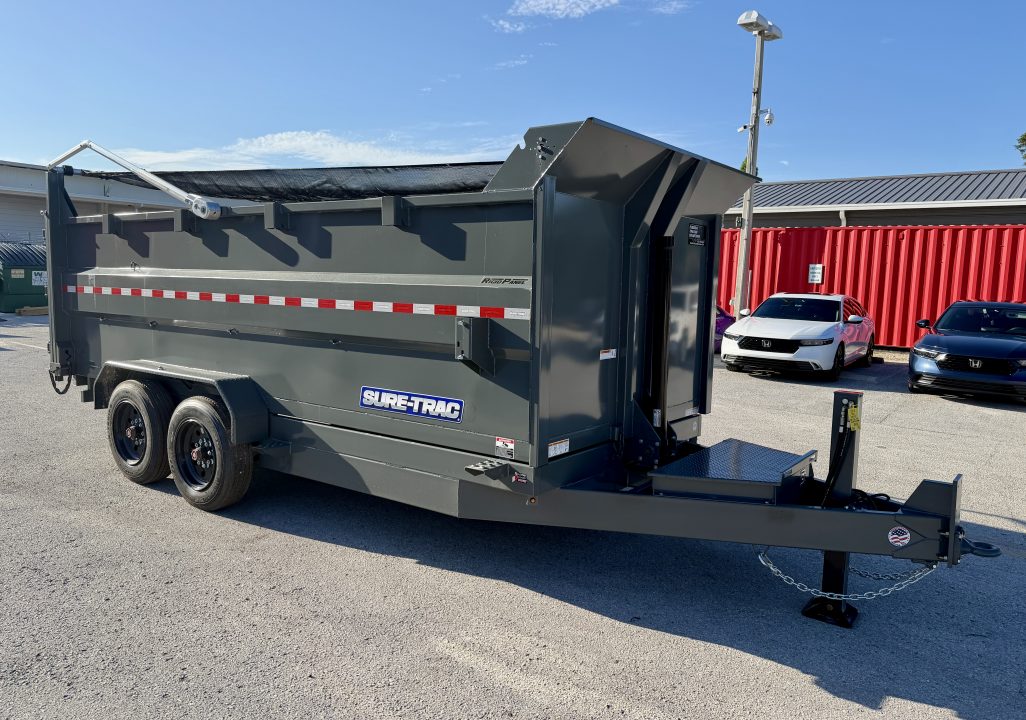 New 2026 Sure-Trac 7X16 HD Low Profile 4' Side Telescopic 16K Dump Trailer