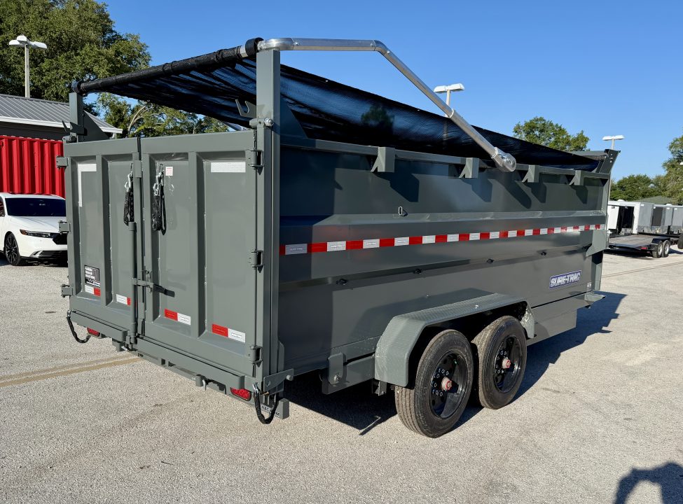 New 2026 Sure-Trac 7X16 HD Low Profile 4' Side Telescopic 16K Dump Trailer