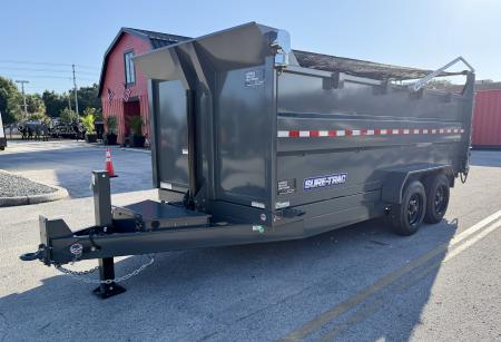 New 2026 Sure-Trac 7X16 HD Low Profile 4' Side Telescopic 16K Dump Trailer