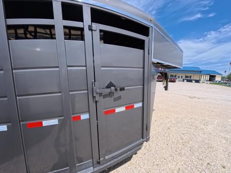 New 2027 S&S Manufacturing 6'8" x 6'6" x 24' Gooseneck Livestock with 7K Spring Axles, 14K GVWR, Extra Center Gate, Rubber Bumper and Spare Tire